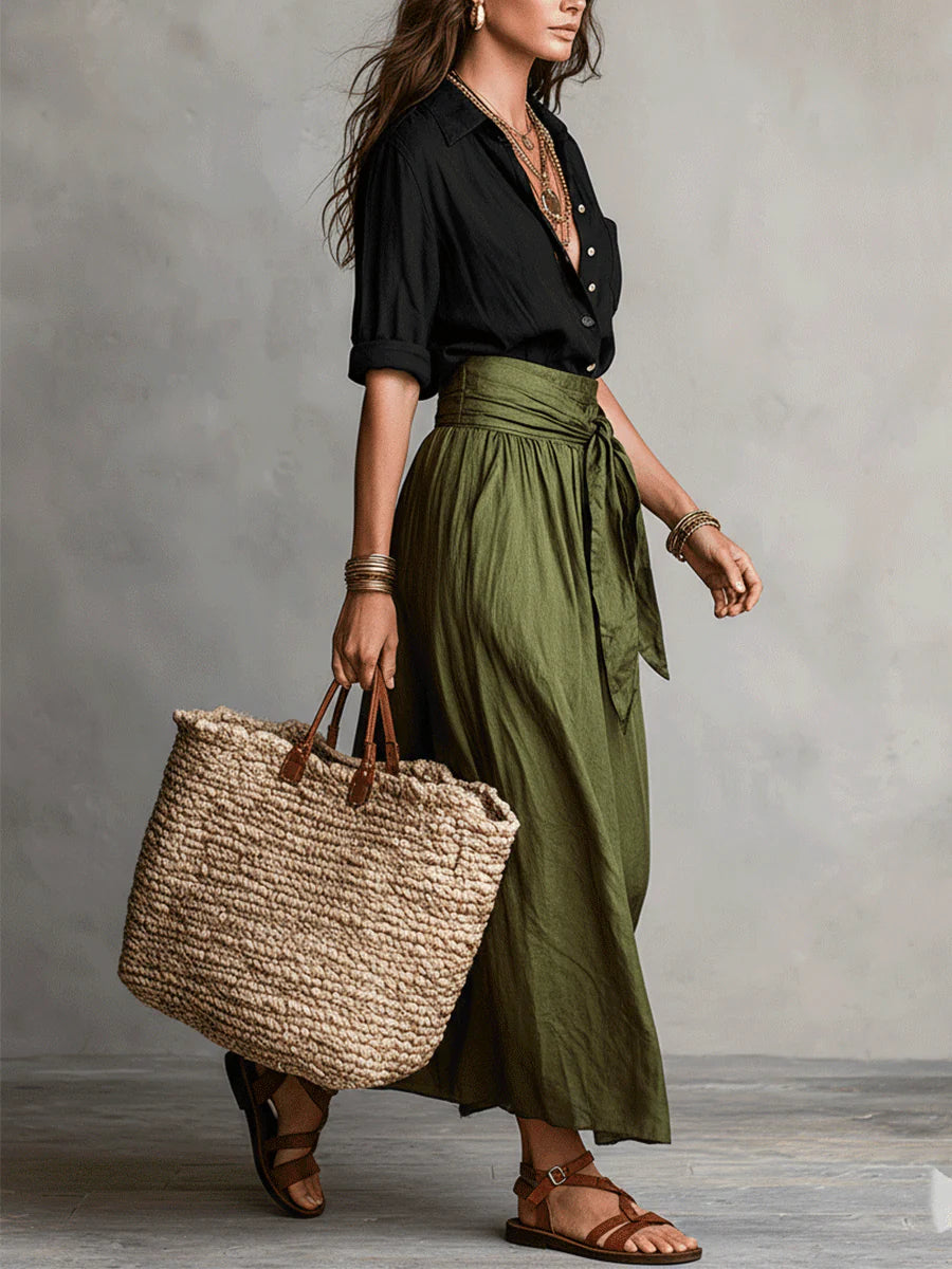 Odelia - Conjunto de Top Boho Luxe y Falda Midi