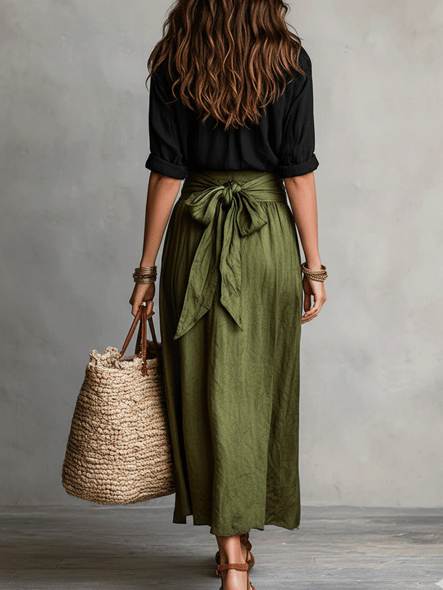 Odelia - Conjunto de Top Boho Luxe y Falda Midi