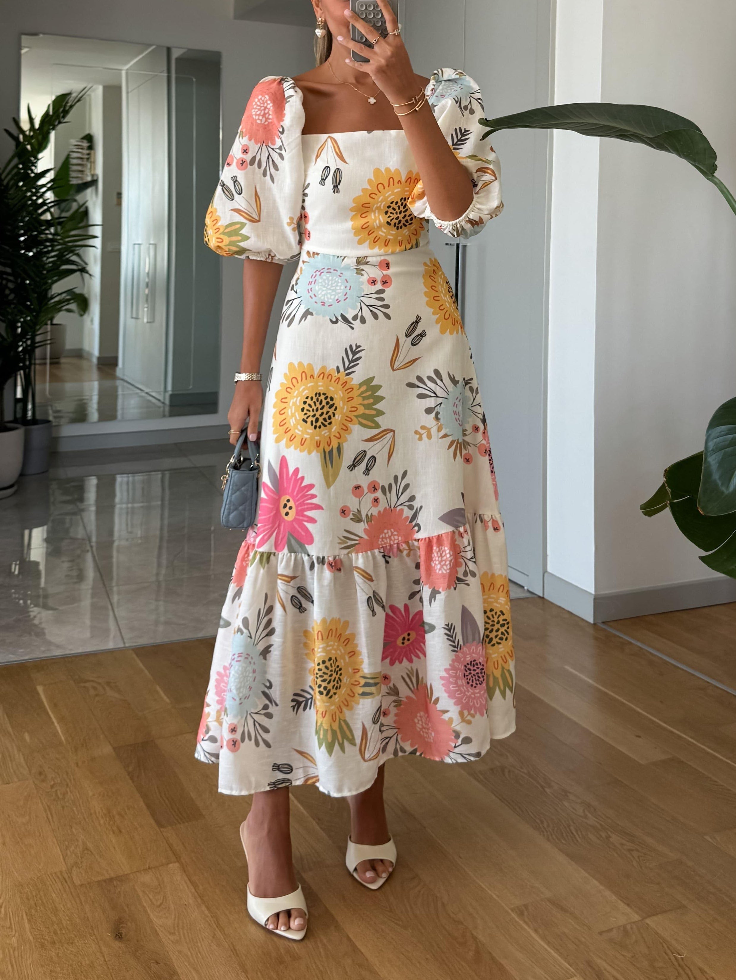 CAMILLE – VESTIDO DE MANGA PUFF ELEGANCIA FLORAL