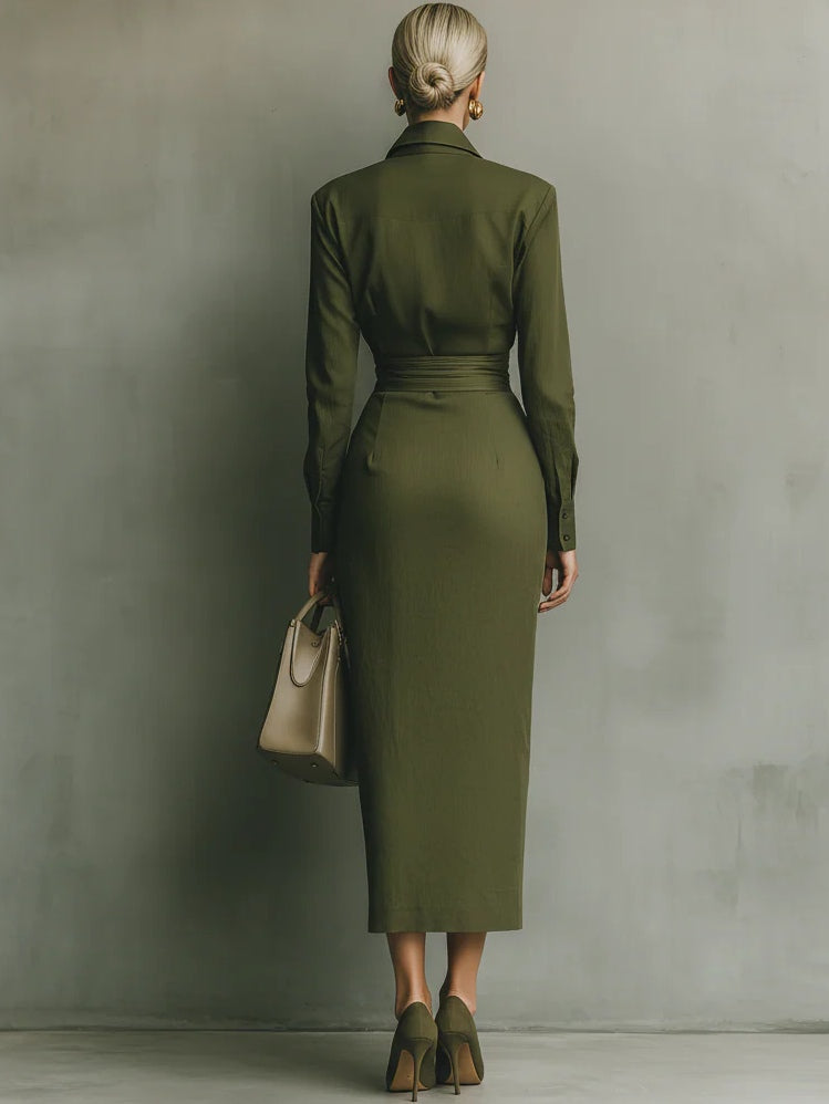 Noëlle™ | Maxi Vestido en Verde Oliva
