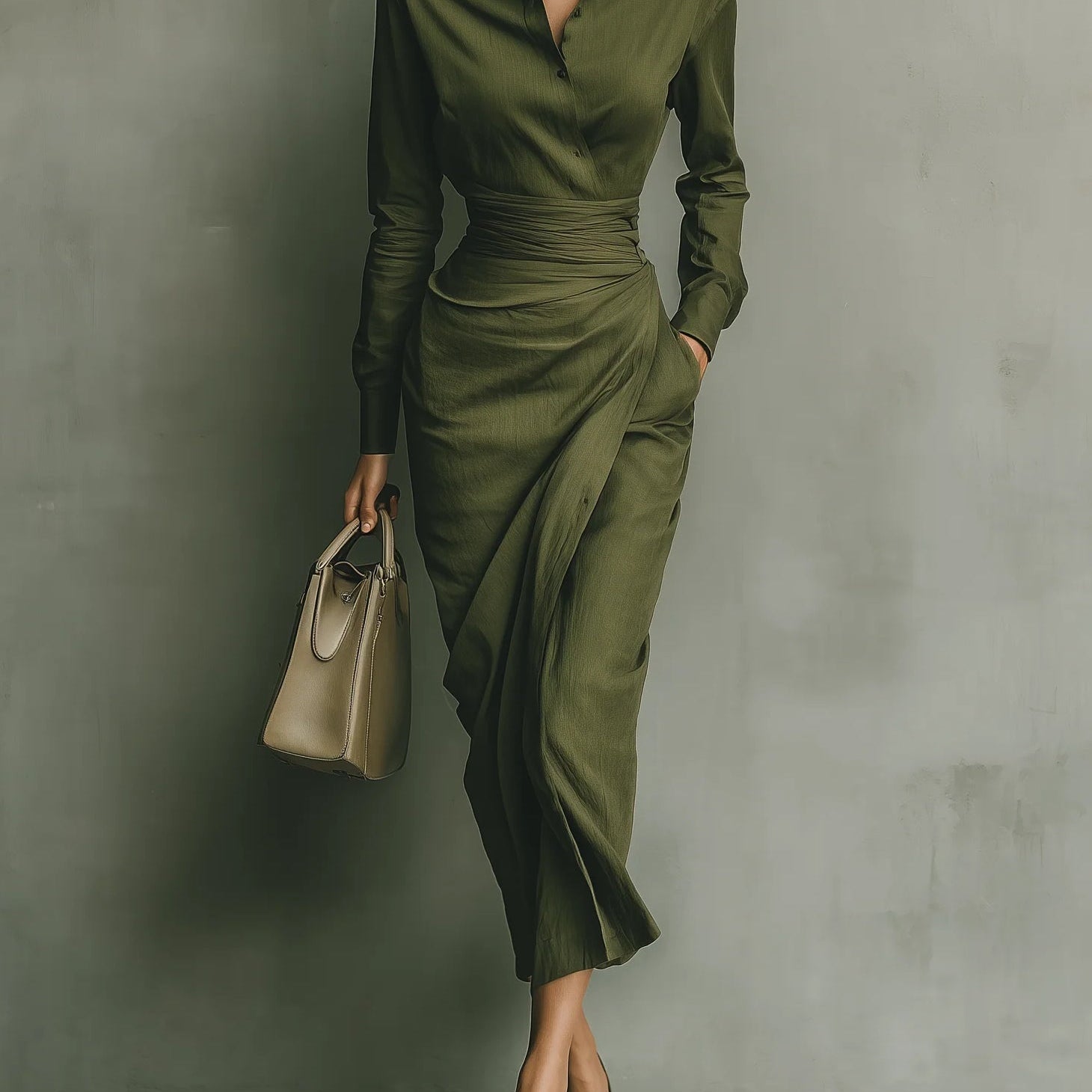 Noëlle™ | Maxi Vestido en Verde Oliva