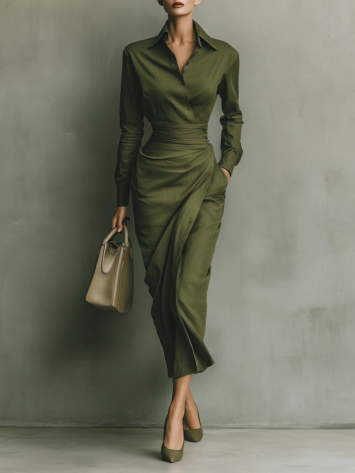 Noëlle™ | Maxi Vestido en Verde Oliva