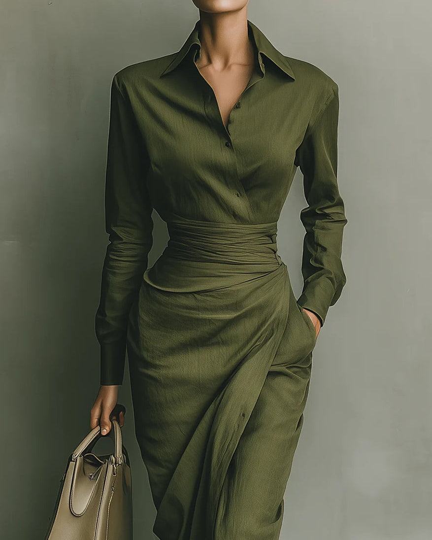 Noëlle™ | Maxi Vestido en Verde Oliva