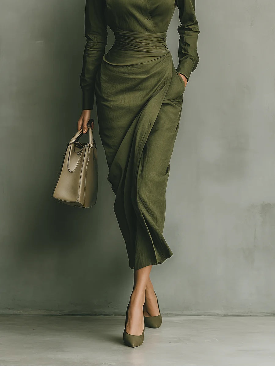Noëlle™ | Maxi Vestido en Verde Oliva
