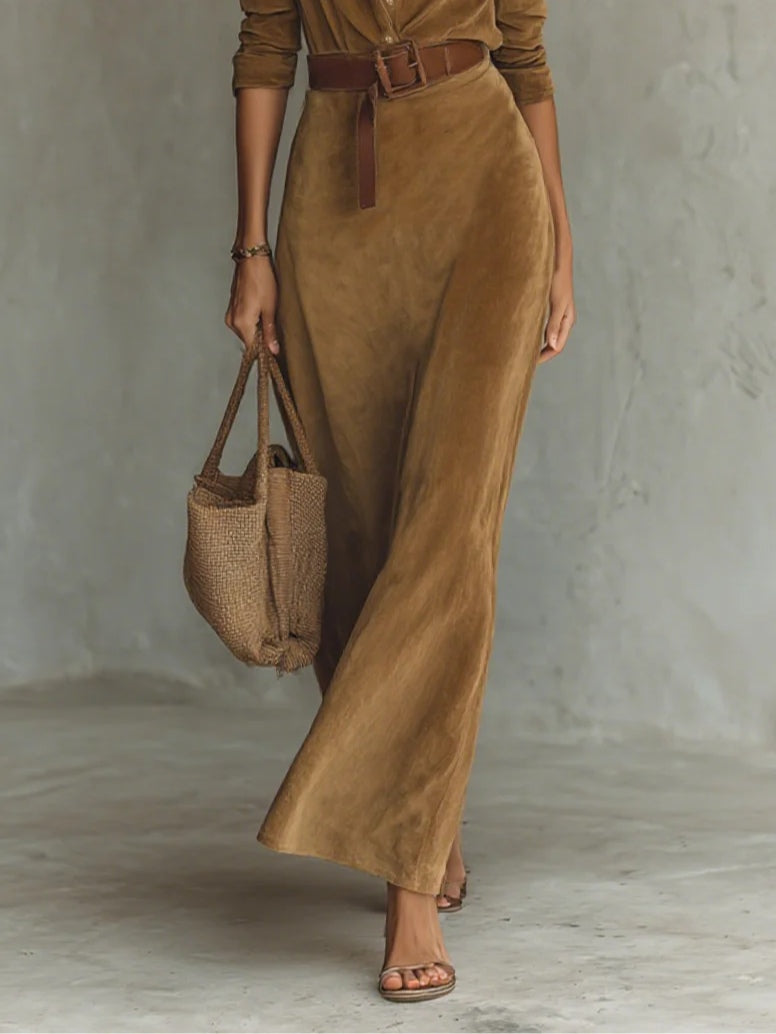 Juline™ | Vestido Maxi de Ante con Solapas