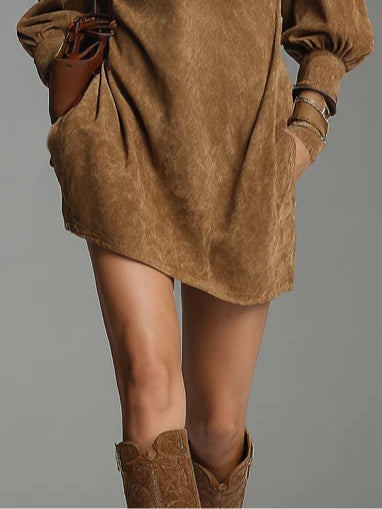 Lucienne™ | Vestido de Ante Suelto con Cremallera