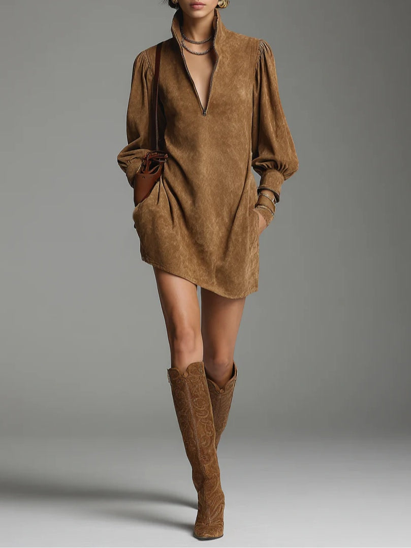 Lucienne™ | Vestido de Ante Suelto con Cremallera