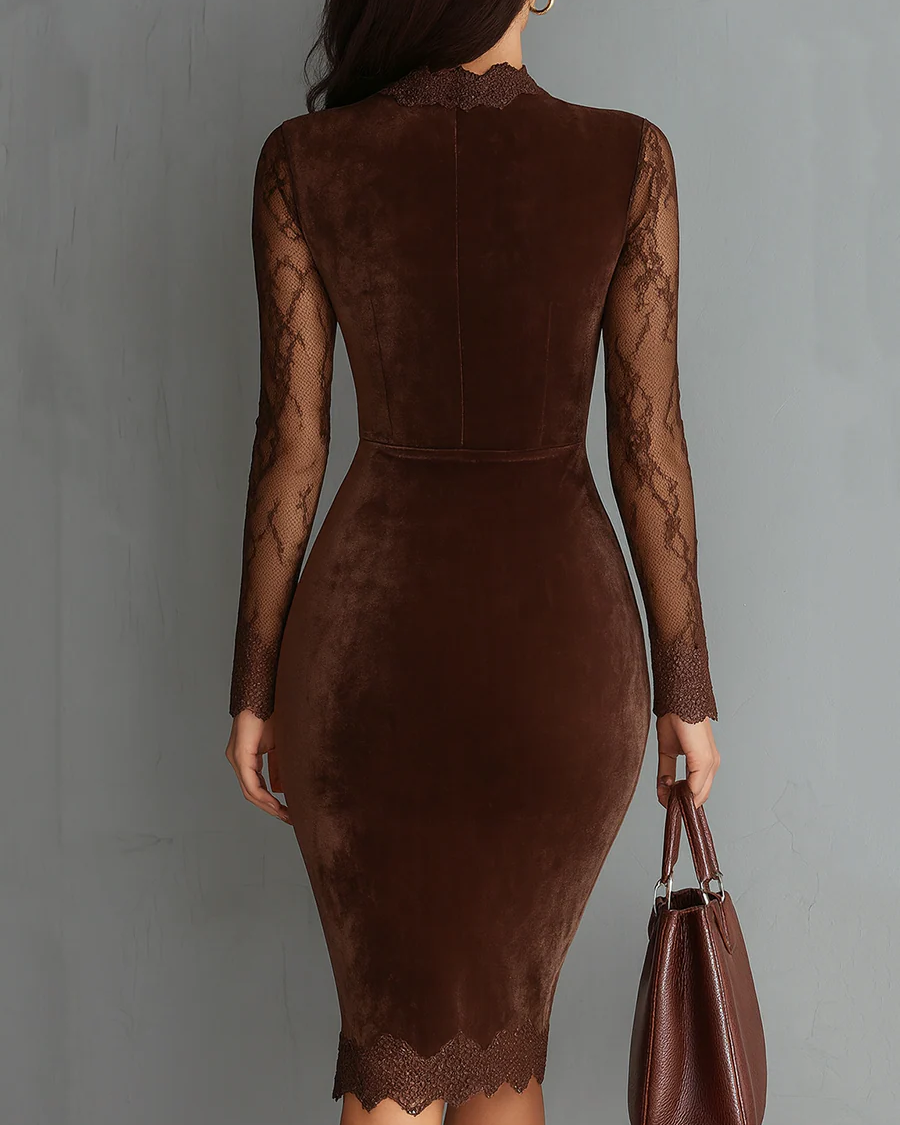 Aurélia™ | Vestido Mini de Terciopelo con Mangas de Encaje