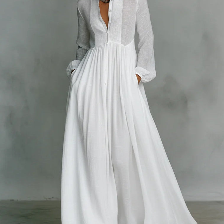Léonie™ | Vestido Maxi Minimalista con Cuello Alto