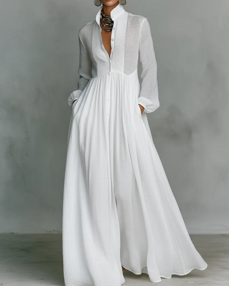 Léonie™ | Vestido Maxi Minimalista con Cuello Alto