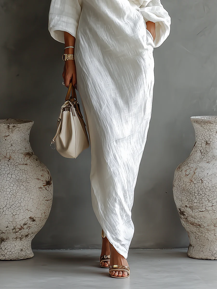 Elise™ | Vestido Maxi Elegante con Hombro Descubierto en Blanco