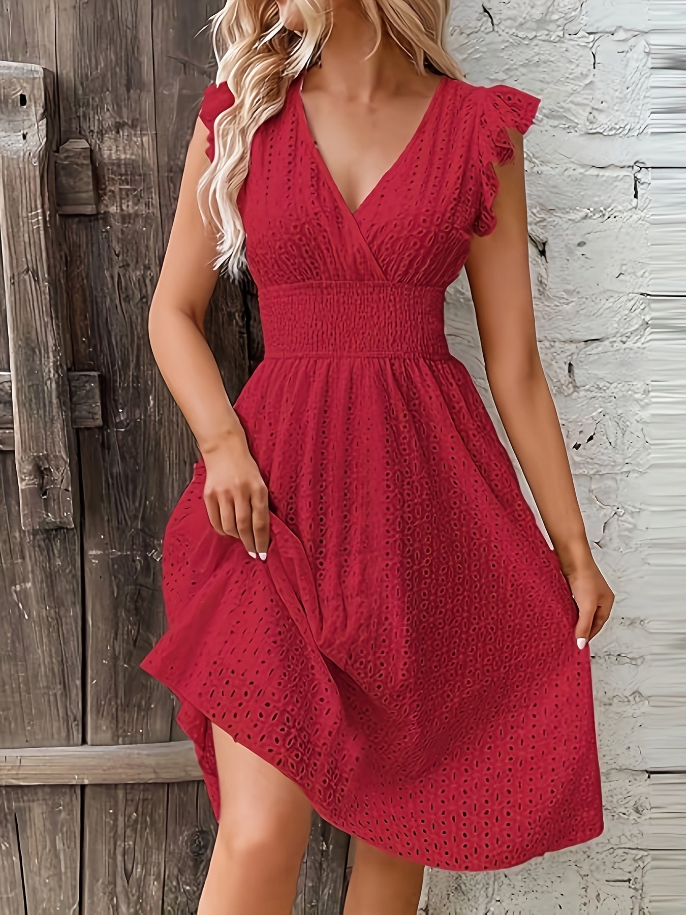 Vestido de Verano con Corte Acampanado y Escote en V para Mujeres