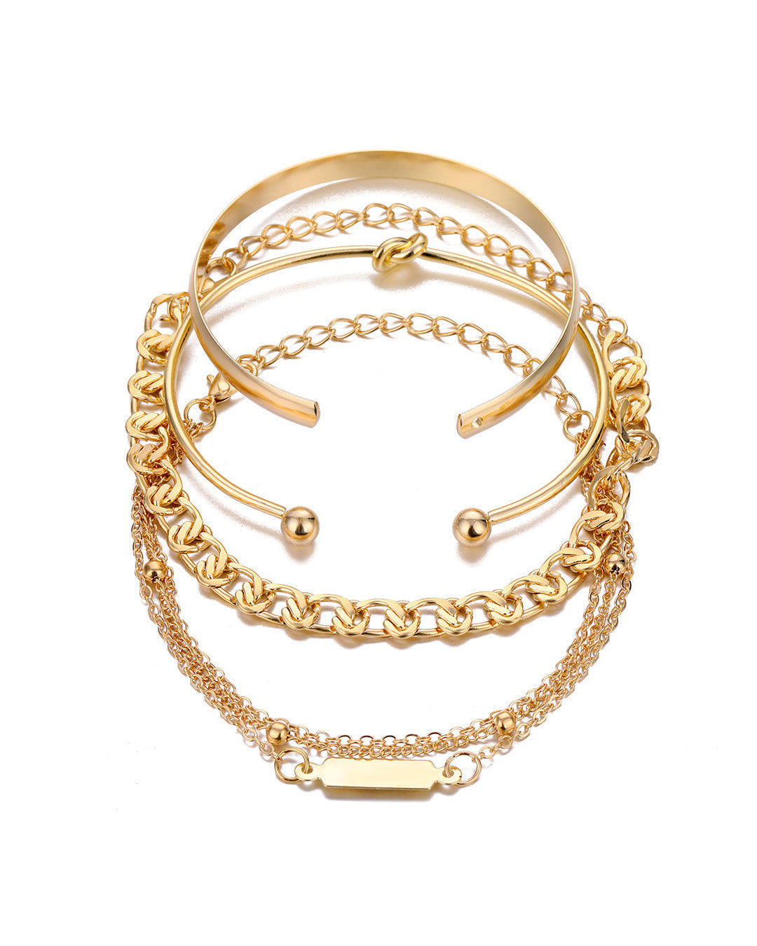 Juego de Pulseras de Cadena de Metal de 4 Piezas