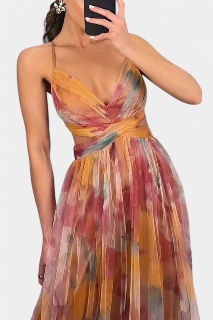 Ingrid | Vestido Maxi Floral con Escote en V