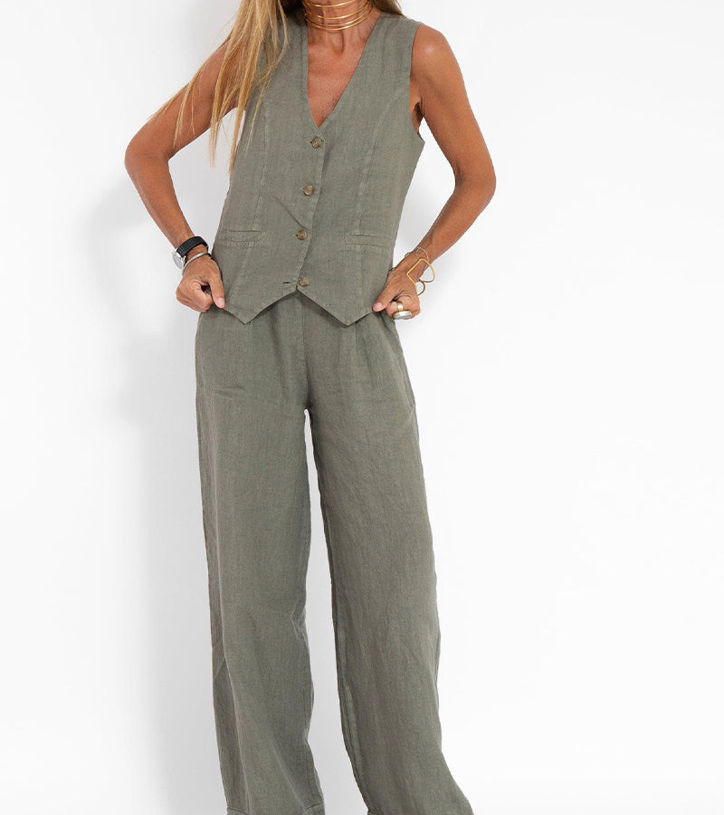 Ella | Conjunto de Chaleco y Pantalones Amplios (Stock Limitado)