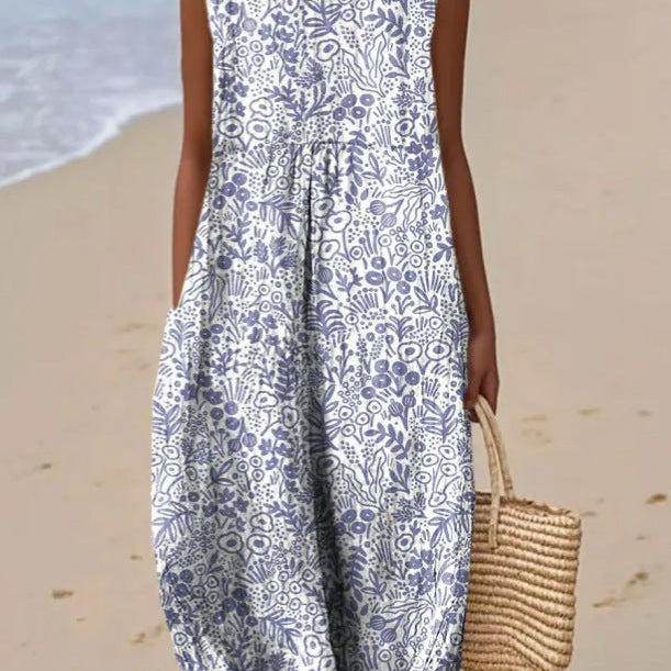 Liberty | Vestido Midi Floral Azul y Blanco