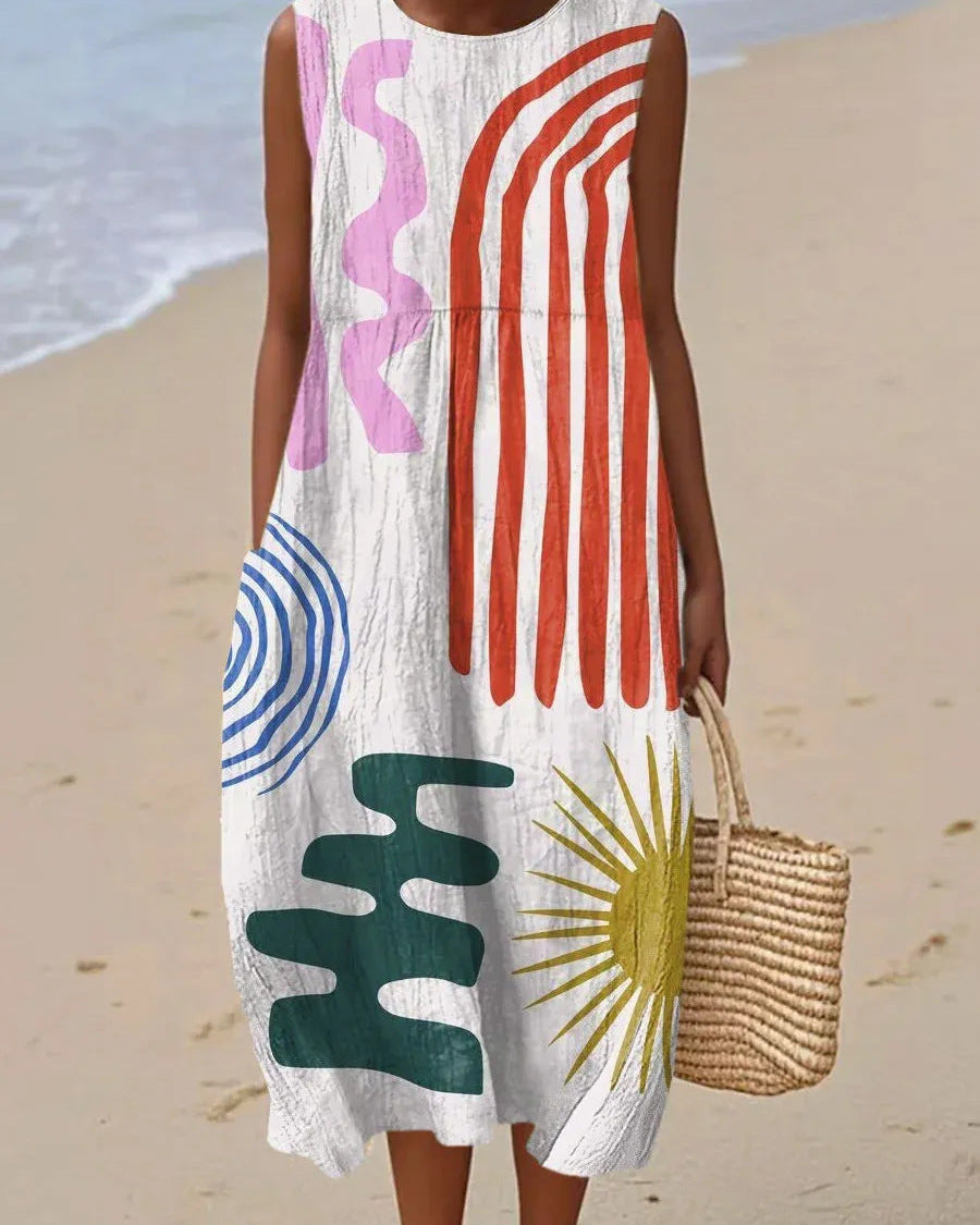 Gaia | Vestido Midi Motivos de Verano