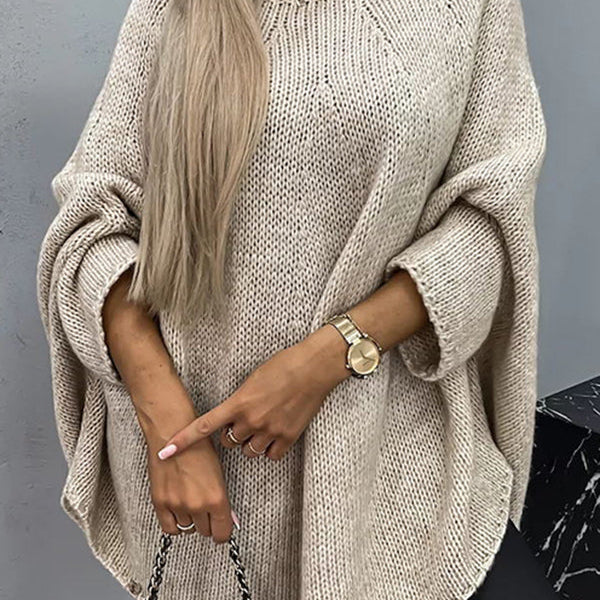 Helivra - Suéter de punto suave con cuello redondo casual