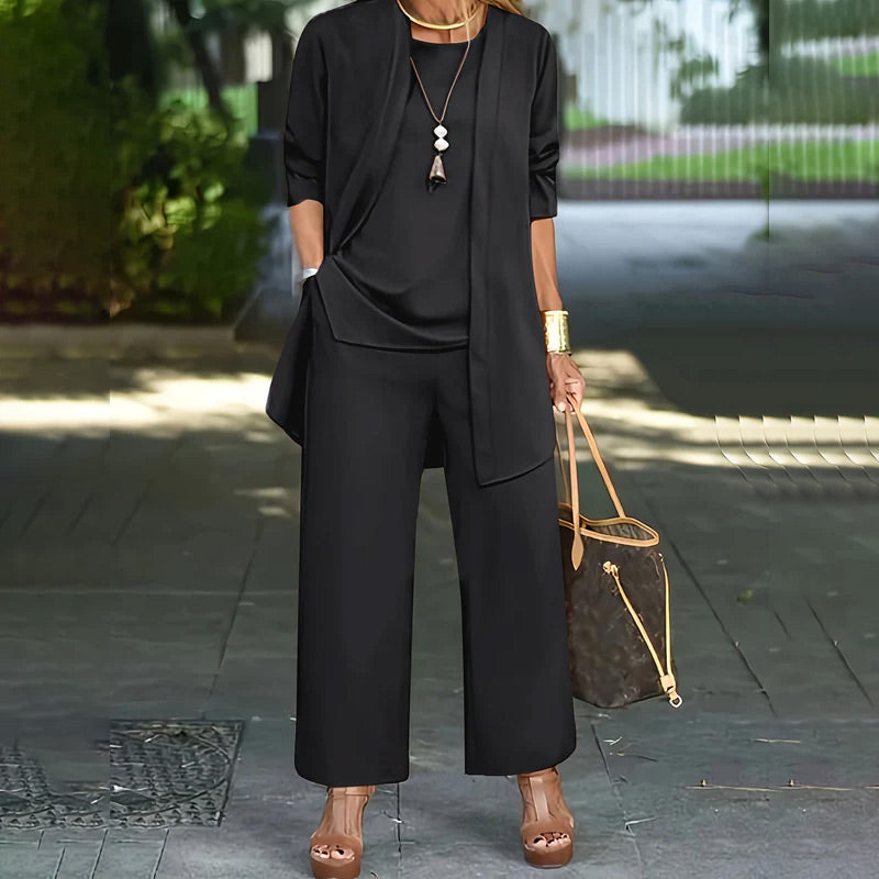 Conjunto Chic de 3 Piezas para Mujeres con Corte Suelto