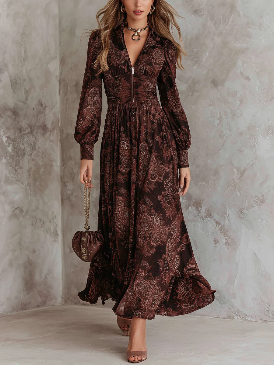 Ariane™ | Vestido Maxi Paisley con Acento en la Cintura