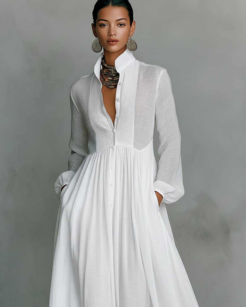 Vestido Maxi de Algodón y Lino