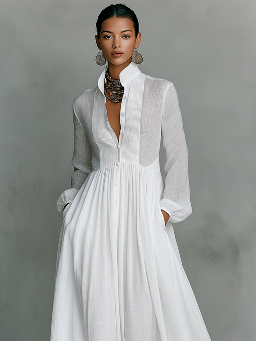 Vestido Maxi de Algodón y Lino