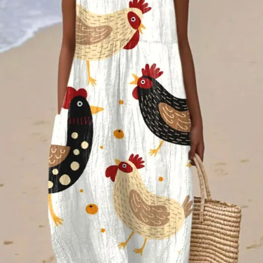Cocotte | Vestido Midi de Gallinas Coloridas