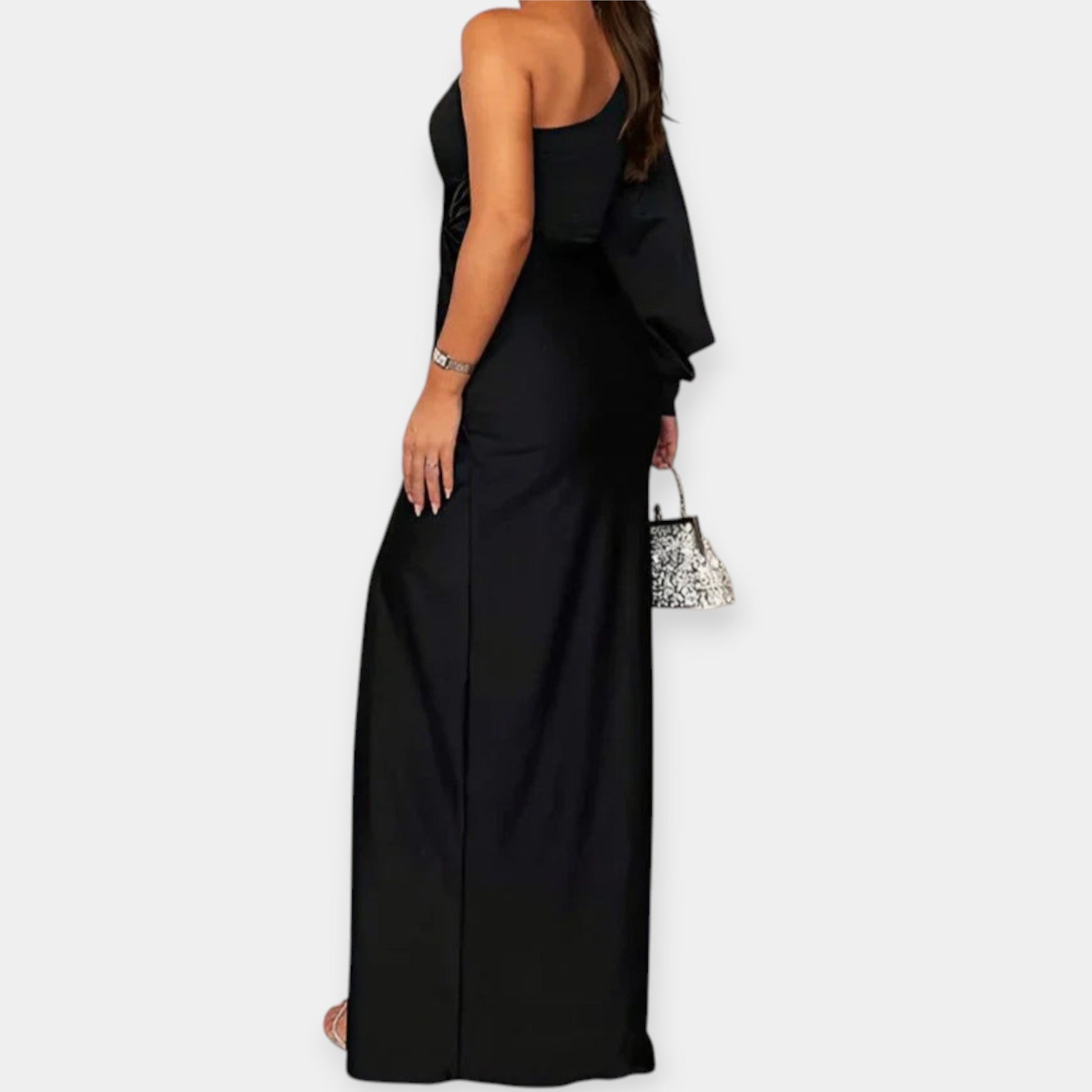 Vestido Maxi con Un Hombro y Abertura