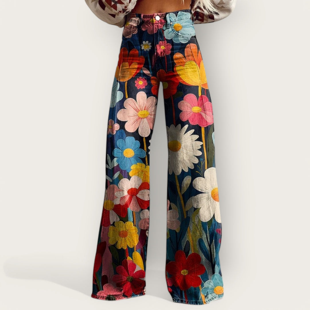 Pantalones de Pierna Ancha Multicolores y Elegantes