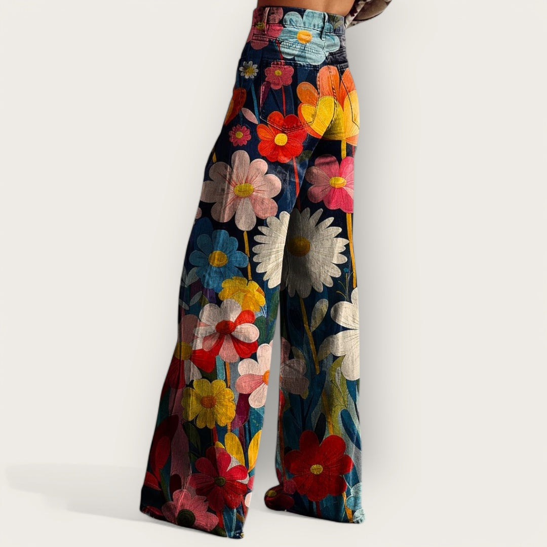 Pantalones de Pierna Ancha Multicolores y Elegantes