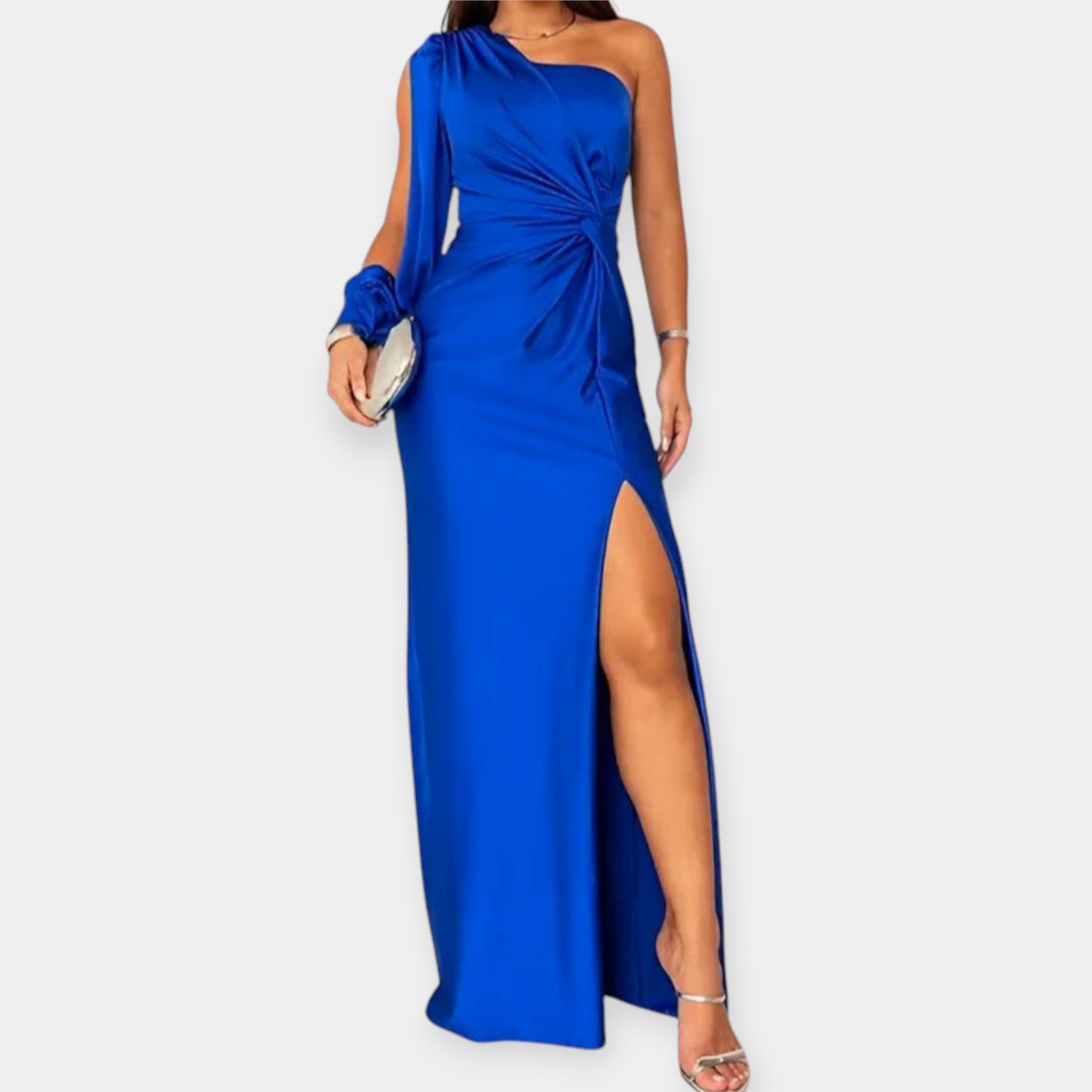 Vestido Maxi con Un Hombro y Abertura