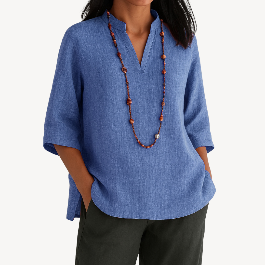 Arvella | Blusa túnica para mujer de manga tres cuartos con escote en V