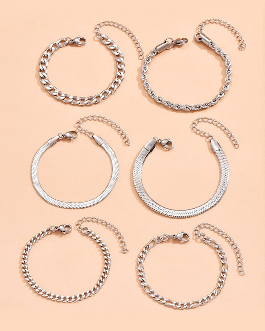 Conjunto de Pulseras de Cadena Cubana de 6 Piezas