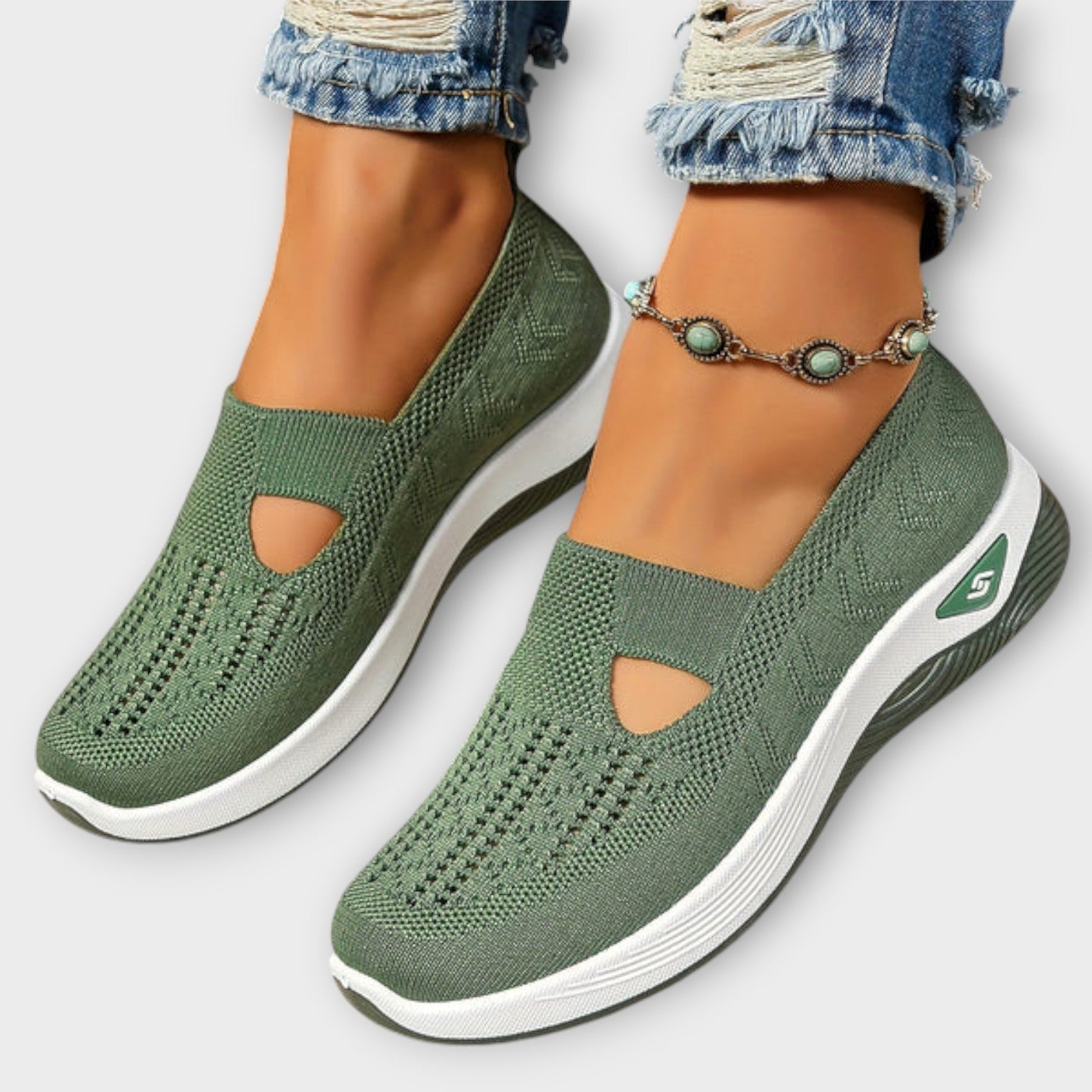 Zapatos de caminar de punto cómodos y sin cordones