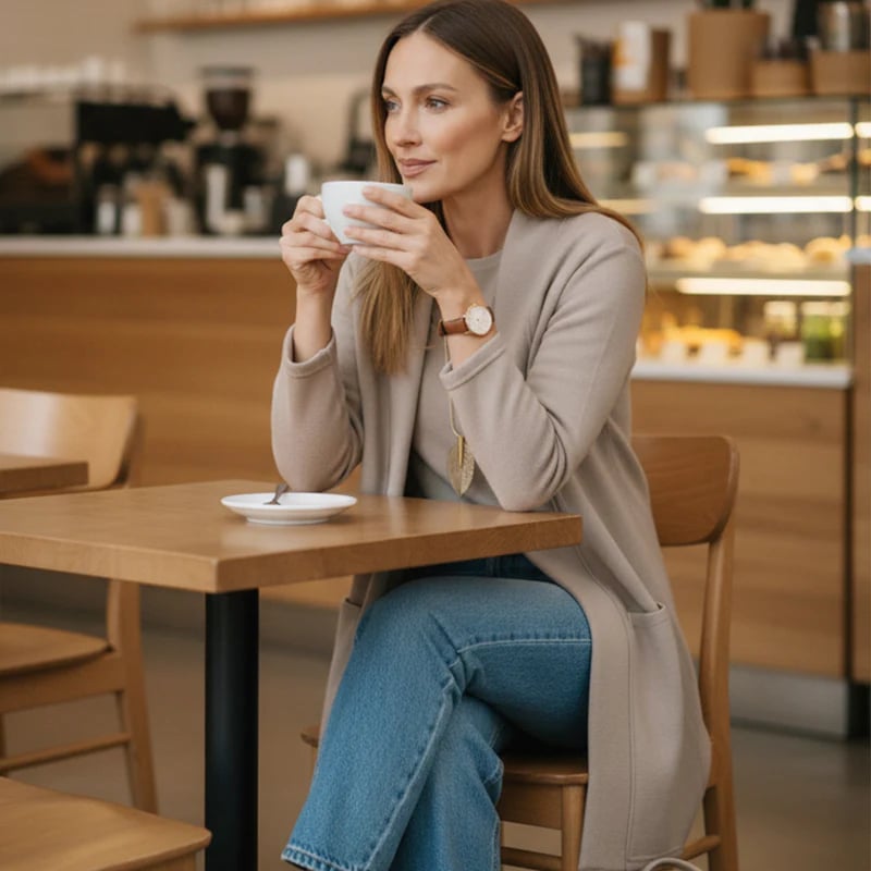 Conjunto Chic de 3 Piezas: Cárdigan Largo, Blusa y Pantalones