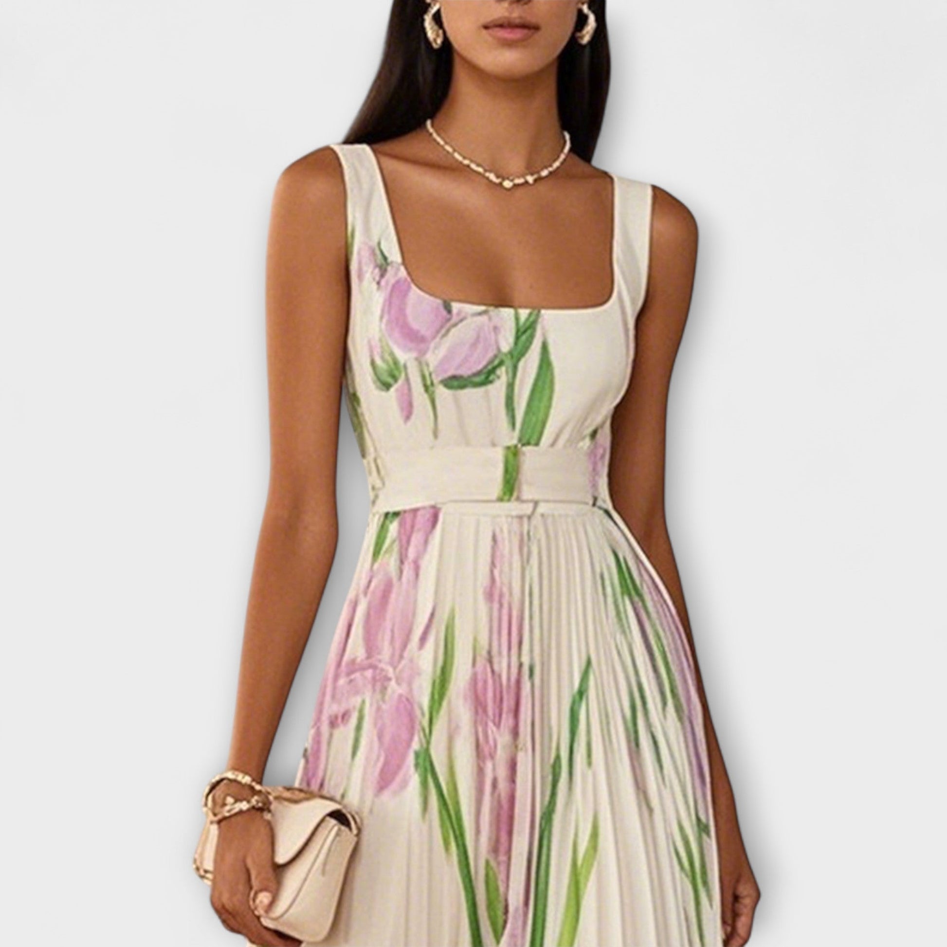 Ropa Maxi Chifón Floral Plisada