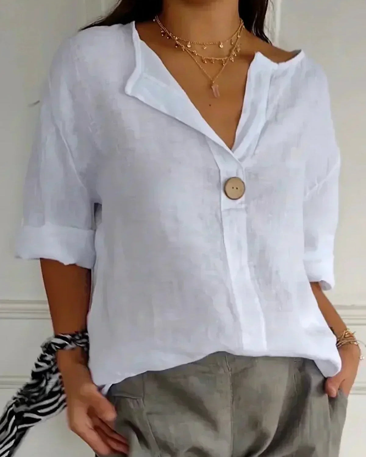 Aria | Blusa Casual de Manga Corta con Escote en V