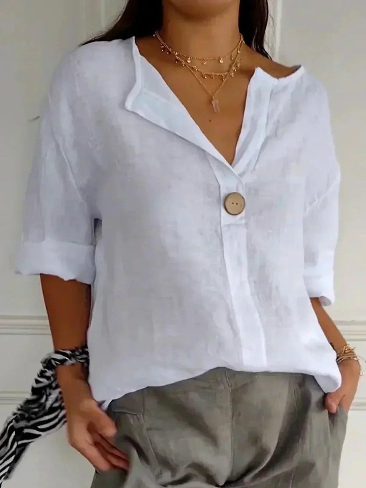 Aria | Blusa Casual de Manga Corta con Escote en V