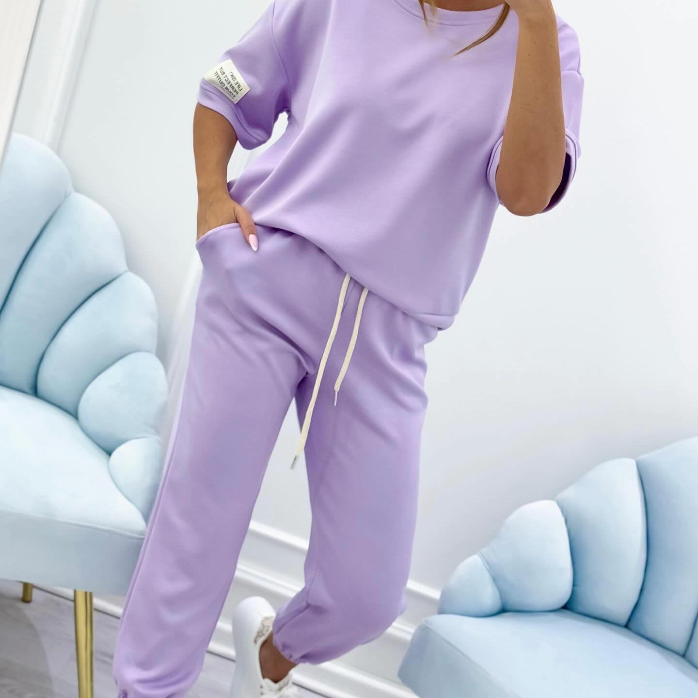Conjunto Casual para Damas: Top Sólido y Pantalones