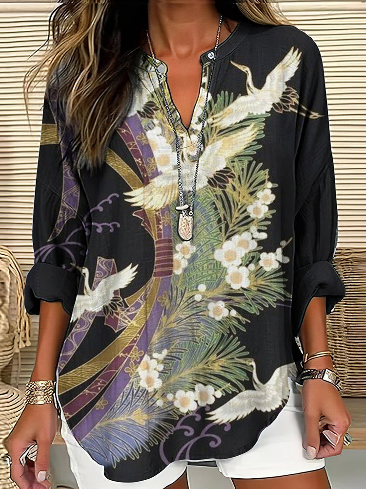 Narissa | Blusa Elegante con Estampado de Vuelo