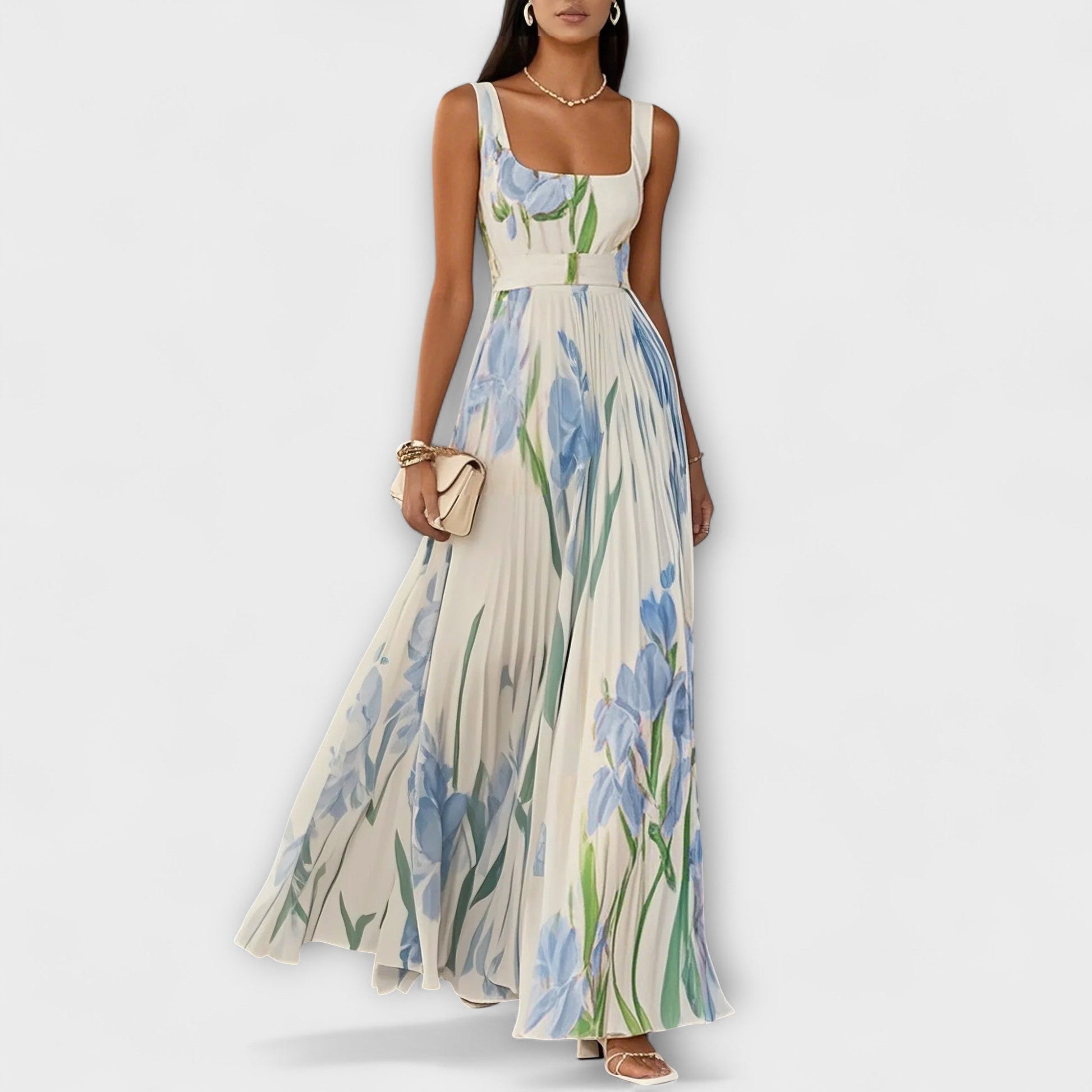 Ropa Maxi Chifón Floral Plisada