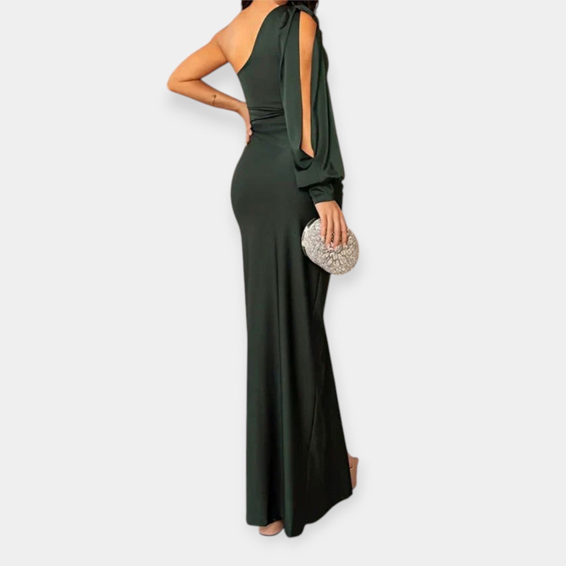 Vestido Maxi con Un Hombro y Abertura