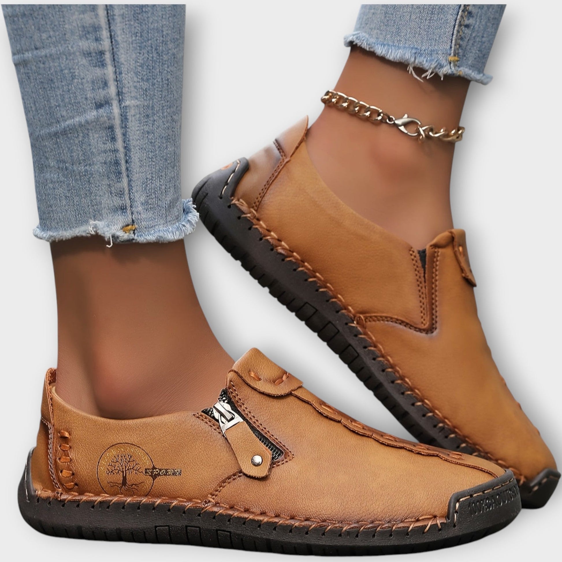 Mocasines de Cuero Suave sin Cordones