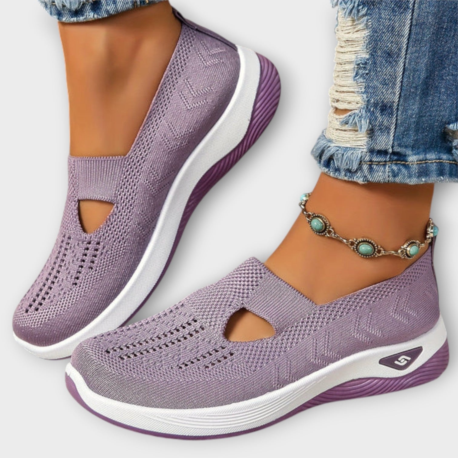 Zapatos de caminar de punto cómodos y sin cordones