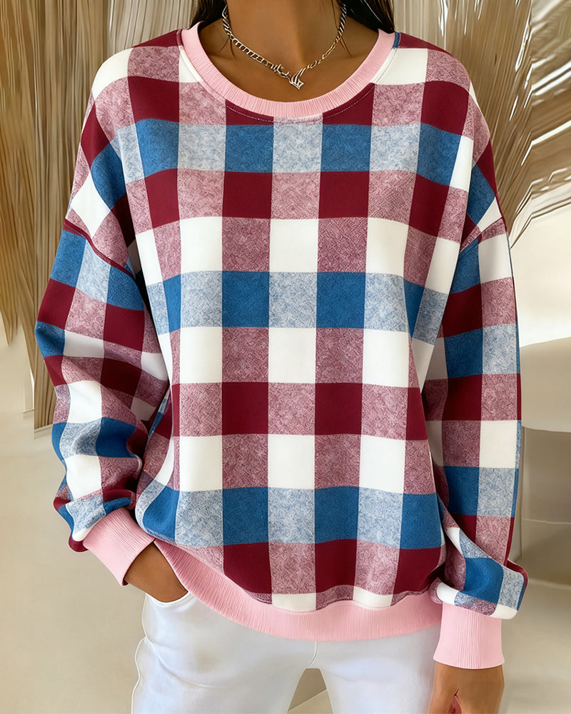 SERAPHINA – SUDADERA DE CUELLO REDONDO A CUADROS