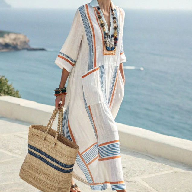 Ropa Caftán "Solange" – Cap Azul & Ámbar