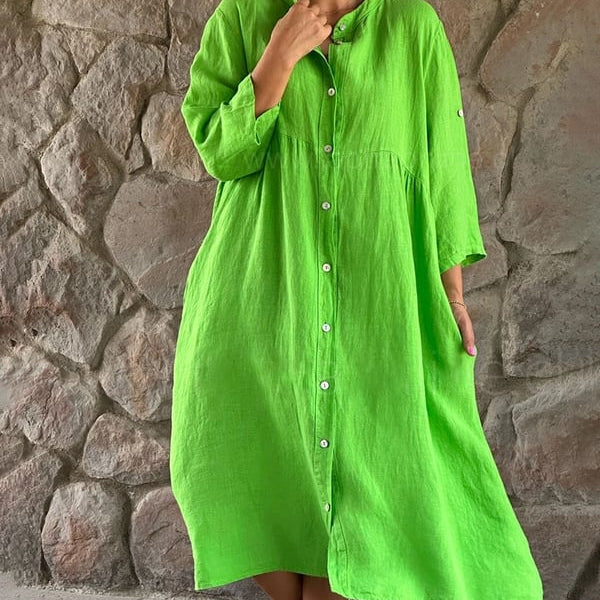 MIRANDA - VESTIDO DE ALGODÓN Y LINO OVERSIZED