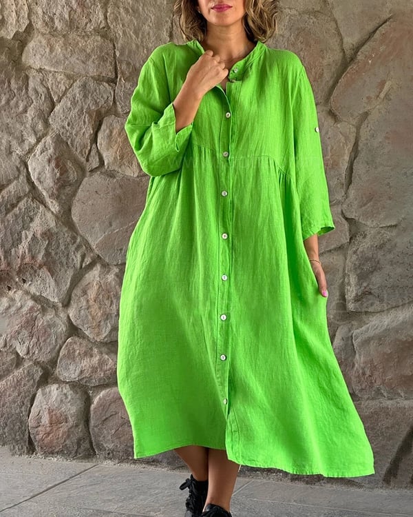 MIRANDA - VESTIDO DE ALGODÓN Y LINO OVERSIZED