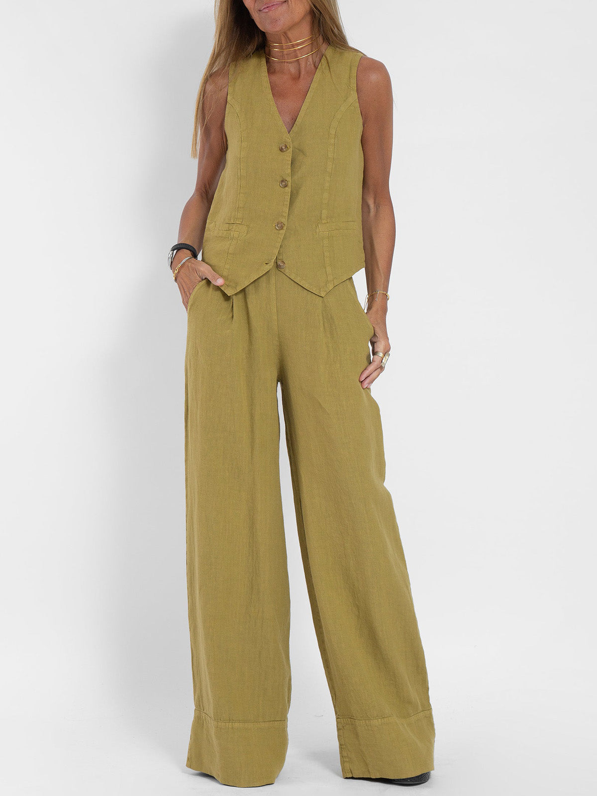 Ella | Conjunto de Chaleco y Pantalones Amplios (Stock Limitado)