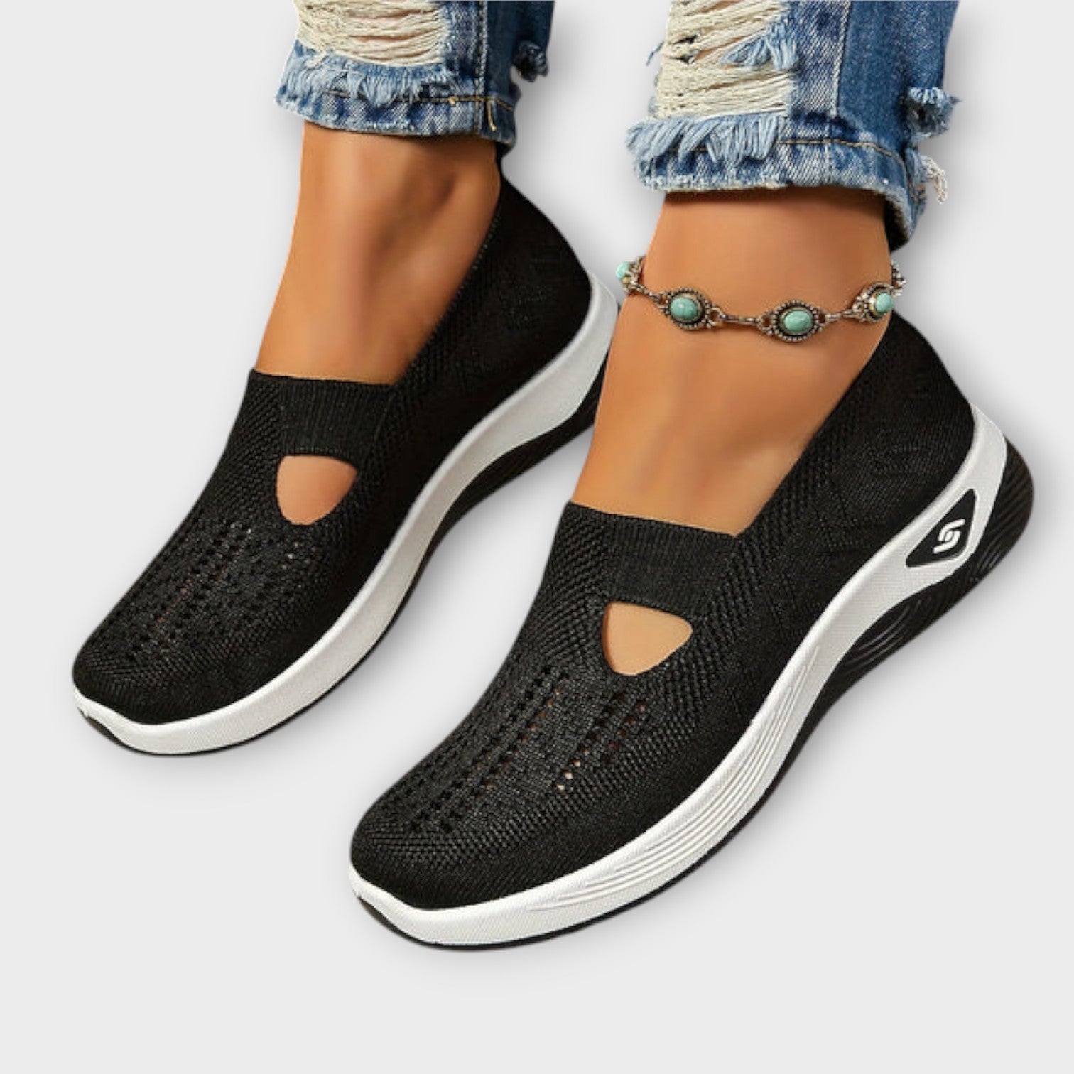Zapatos de caminar de punto cómodos y sin cordones